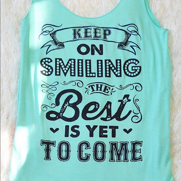 ‘Keep On Smiling’ Mint Tank Top - Picture 2 of 2